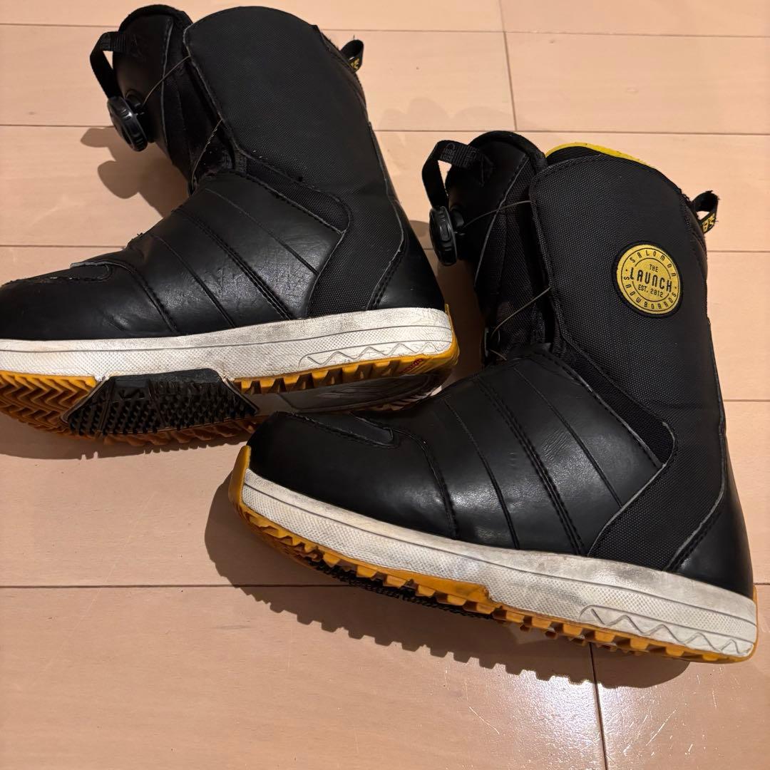 子ども用スノーボードブーツ 黒/黄色 ボアシステム