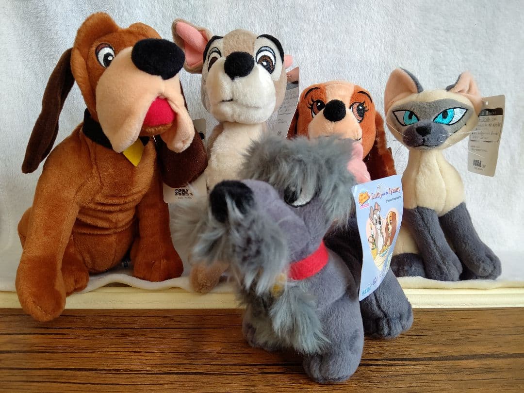 c SEGA ヴィンテージ ディズニー わんわん物語 ぬいぐるみ ５体