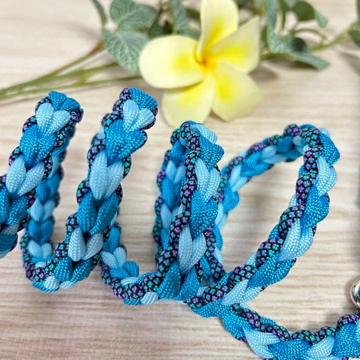 パラコードリード　カフェリード　ラブラブ編み　ターコイズブルー　No.108