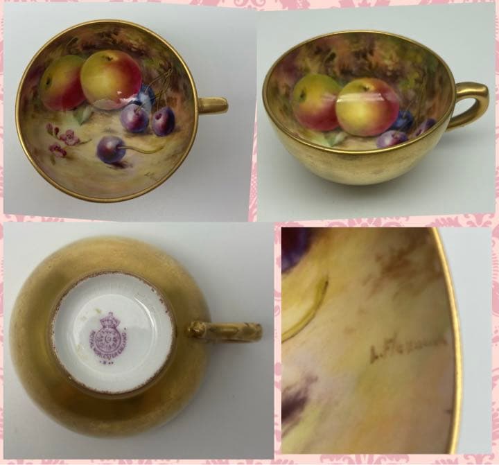 ロイヤルウースター ペインテッドフルーツ アンティーク カップ&ソーサー ④