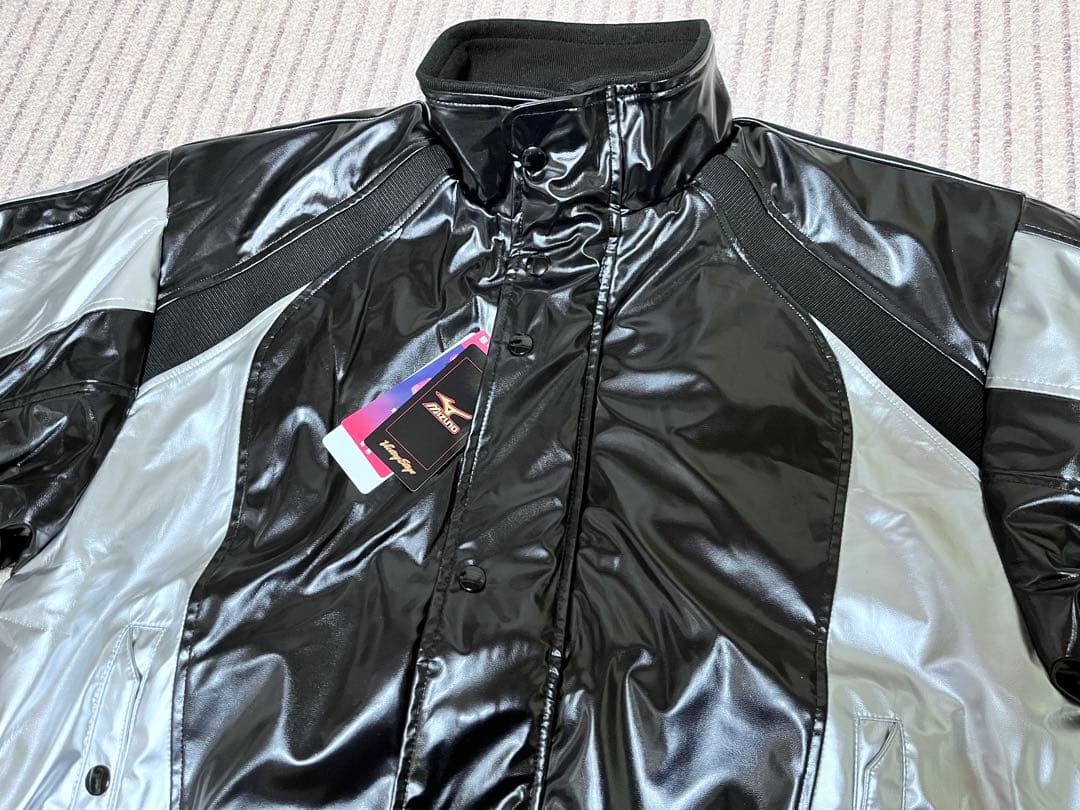 MIZUNO 高校野球部 グランドコート グラコン ジャンパー 黒＆銀 光沢