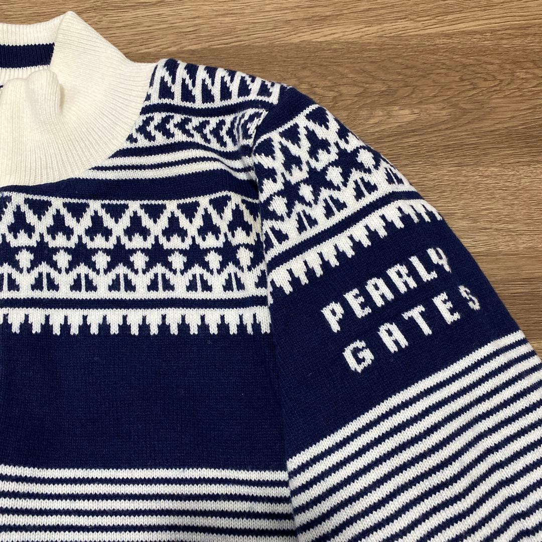 美品♡パーリーゲイツ♡ニットジップジャケット♡ネイビー♡ホワイト♡ボーダー♡S