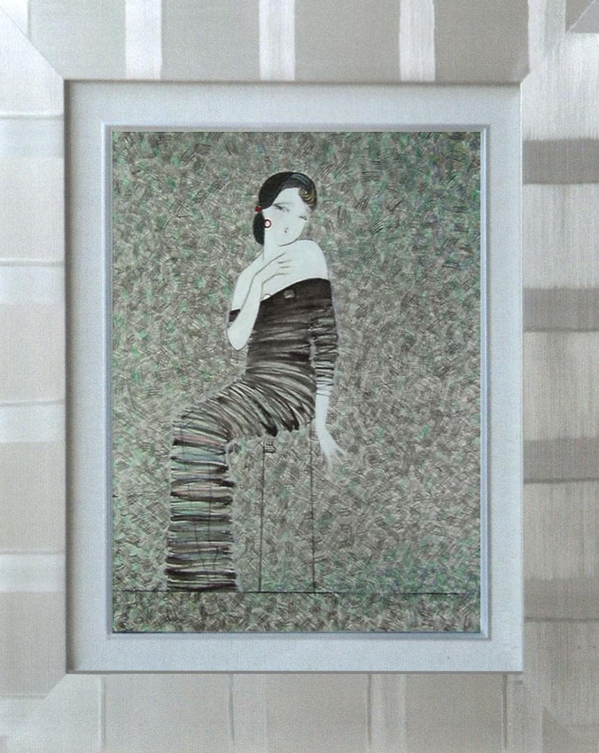 油絵 菅家令子 絵 絵画 インテリア 額付(白) F6-92023 人物 女性像