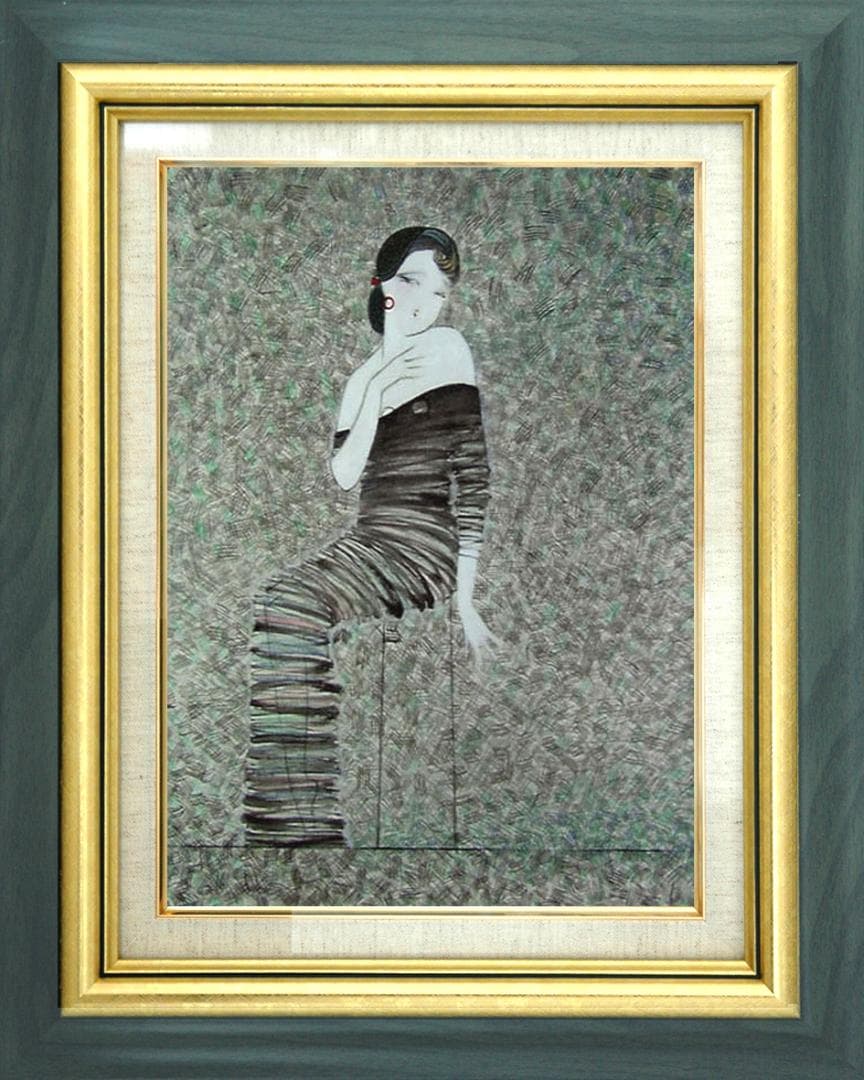 油絵 菅家令子 絵 絵画 インテリア 額付(白) F6-92023 人物 女性像