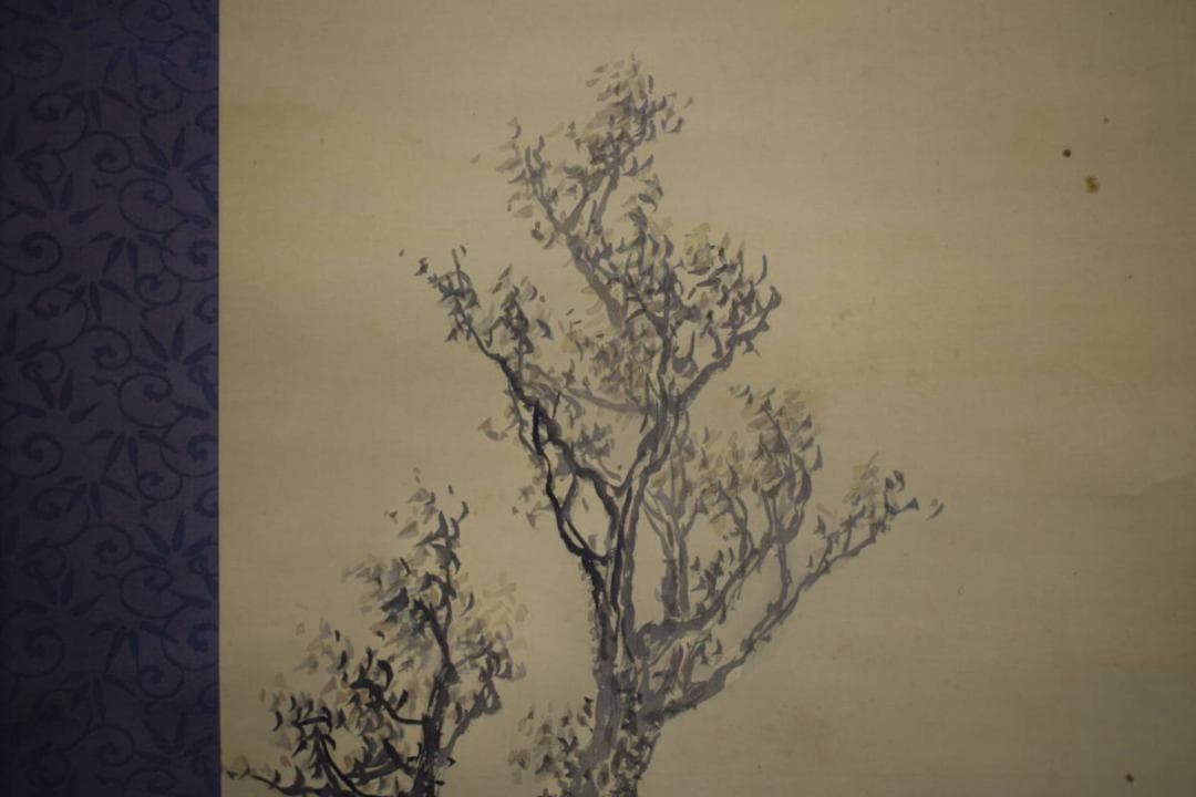 真作/春隣/山水鹿図/布袋屋掛軸HI-133