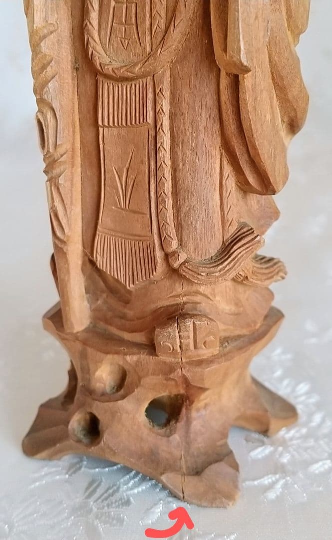 寿老人立像 七福神 #568 ◆白檀 木彫 仏像