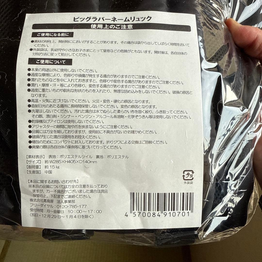 阪神タイガース　ジャーナルスタンダード　ビッグラバーネームリュック　ファンクラブ