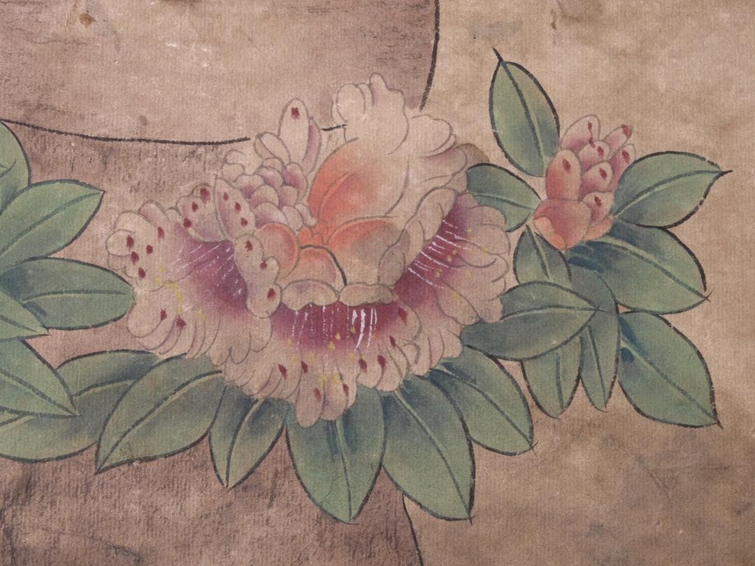 古民家整理品　中国五代作家　巨然作　掛け軸　肉筆水彩絵　 AK538A14-3