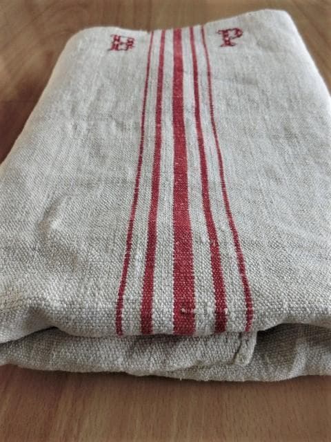 ◆超美品！アンティーク　グレインサック 手織り　赤ライン BＰ