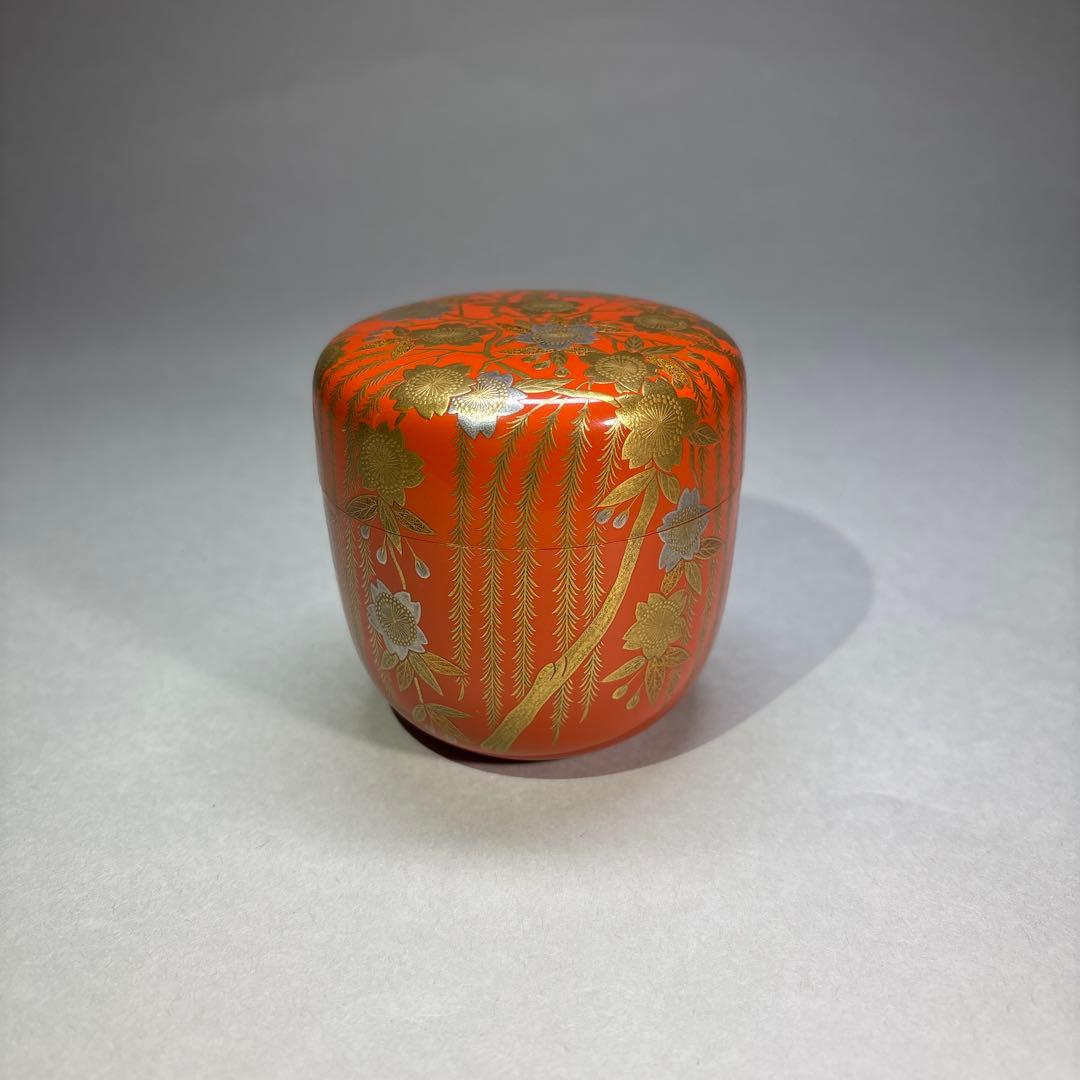 今田北仙　柳桜蒔絵大棗(桐箱入)