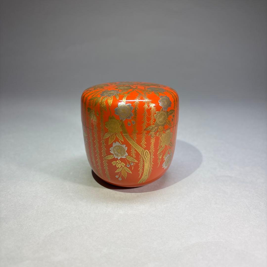 今田北仙　柳桜蒔絵大棗(桐箱入)