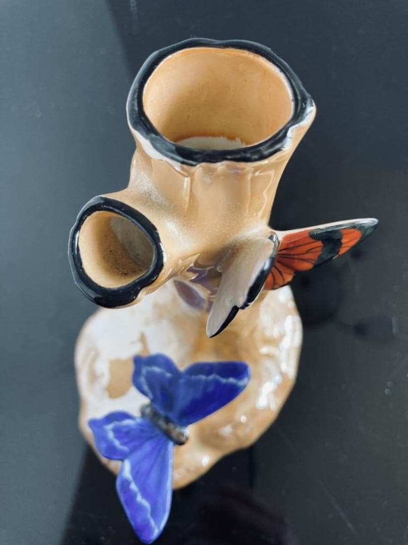 オールドノリタケ　アンティーク　蝶　一輪挿し　花瓶　M-JAPAN印　ラスター彩