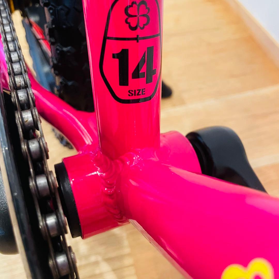 良品 ヨツバサイクル プラムピンク 14インチ キッズ 自転車 タイヤ