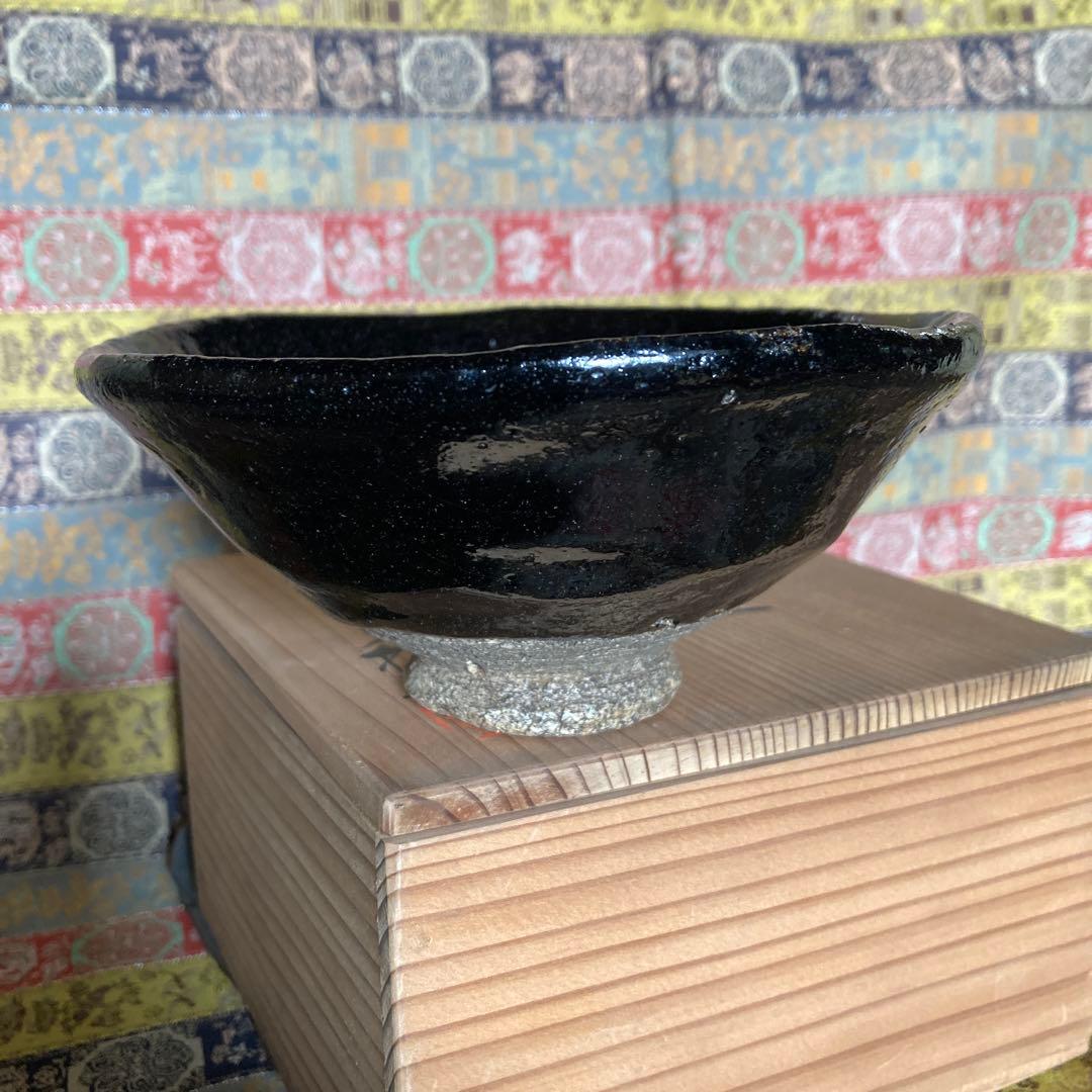 『黒楽茶碗』共箱無　時代物　￼13.3×6×4.7cm 茶道具