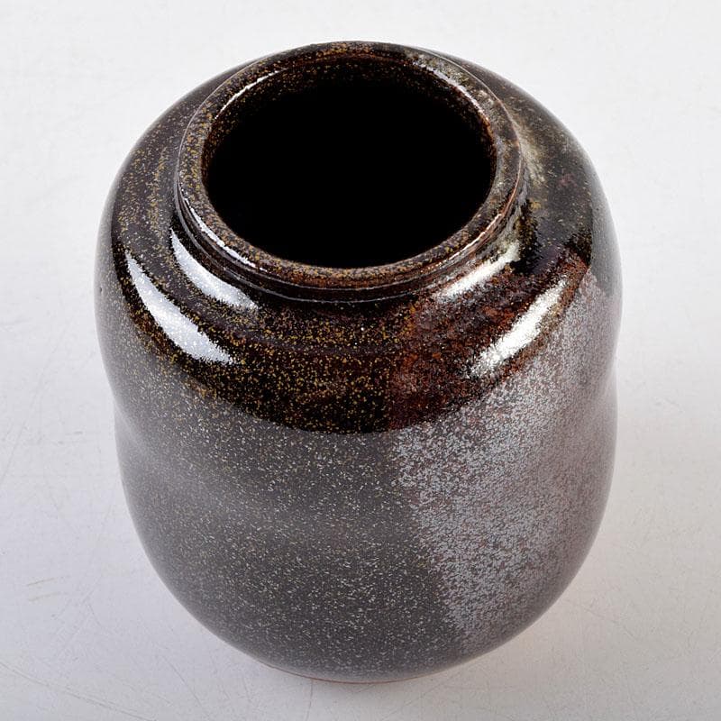 茶道具　清閑寺窯　杉田祥平造　瀧浪茶入　仕覆付　共箱　瀧浪茶入　V　9042