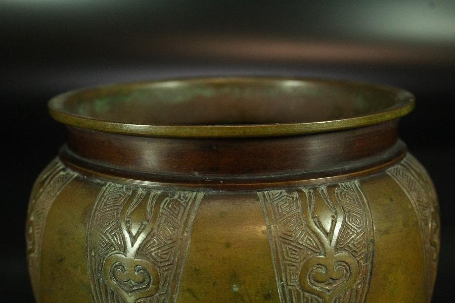 古銅 大明宣徳年製 饕餮紋 二件(K-ZC785)