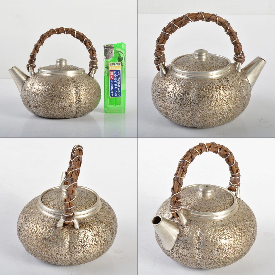 煎茶道具　継山造　本錫　急須　茶壷　約167g　箱付　M　R4802