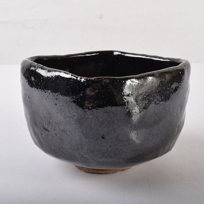 茶道具　楽吉左衛門　九代了入作　桝型　黒楽茶碗　時代箱　F　R7863