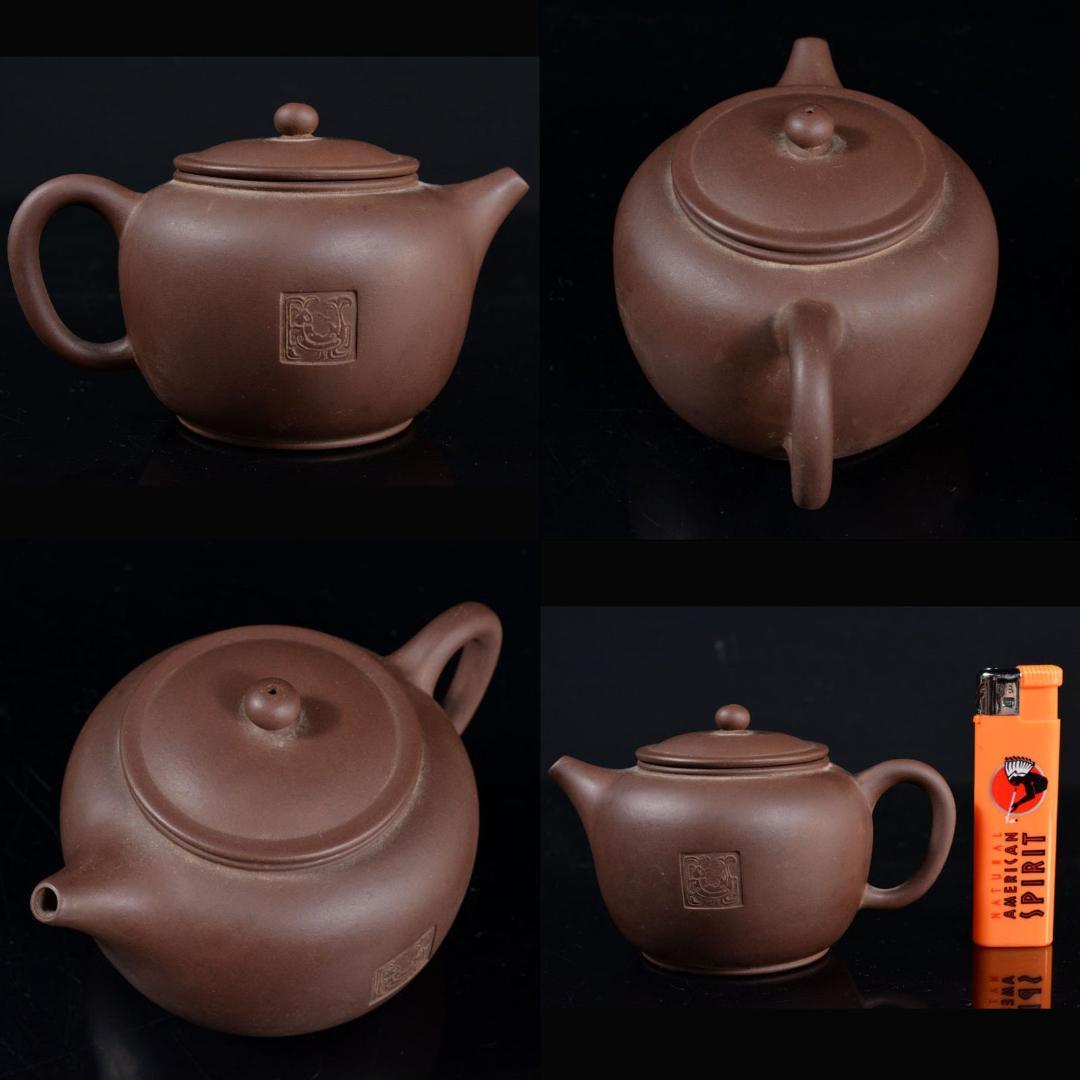 中国　紫砂　朱泥　急須　茶壷　陸羽一九八七年銘　V　R5346