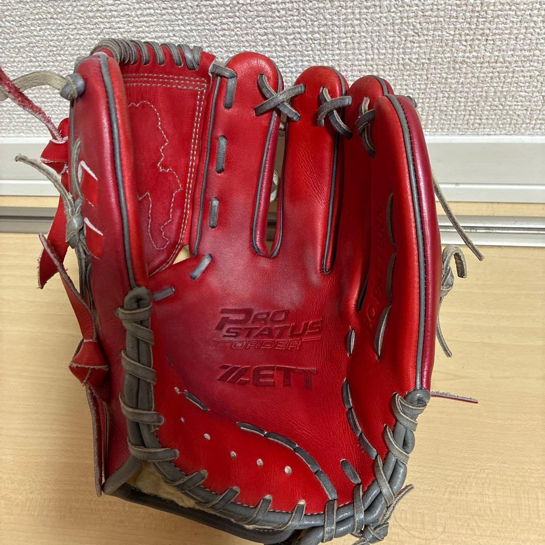 ZETT PROSTATUS 軟式グローブ レッド　投手用　※発送可2/19以降