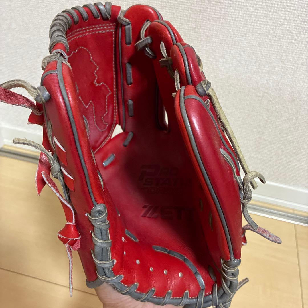 ZETT PROSTATUS 軟式グローブ レッド　投手用　※発送可2/19以降