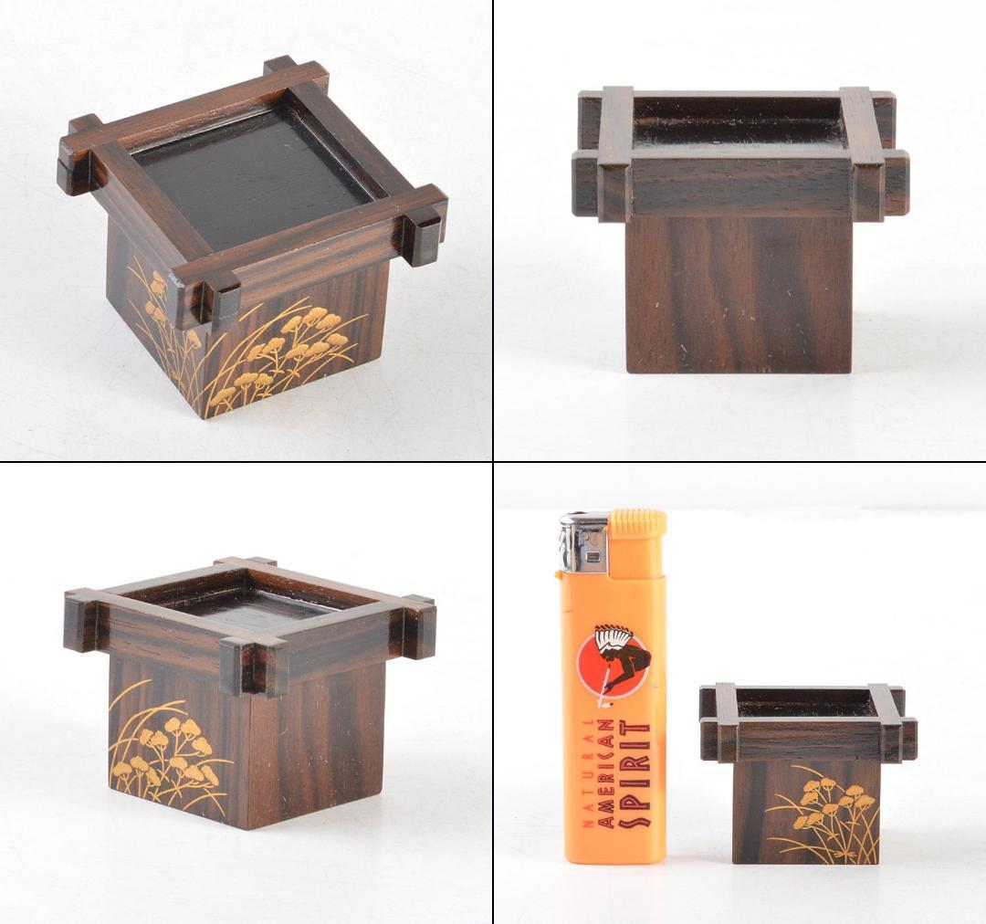 加賀蒔絵師　田中宗凌作　黒柿製　蒔絵　井筒香合　松長剛山極め箱　V　R4850