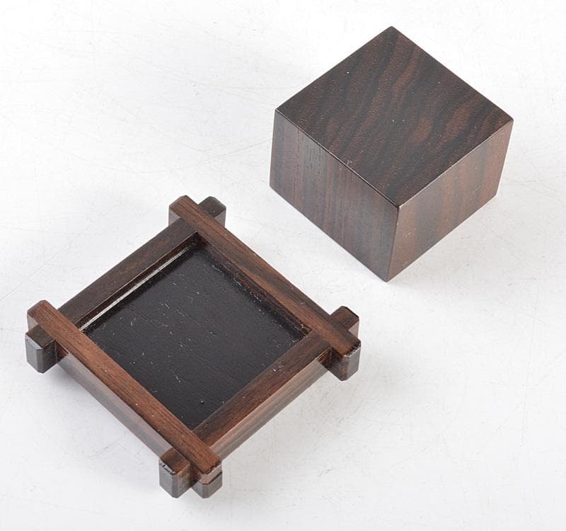 加賀蒔絵師　田中宗凌作　黒柿製　蒔絵　井筒香合　松長剛山極め箱　V　R4850