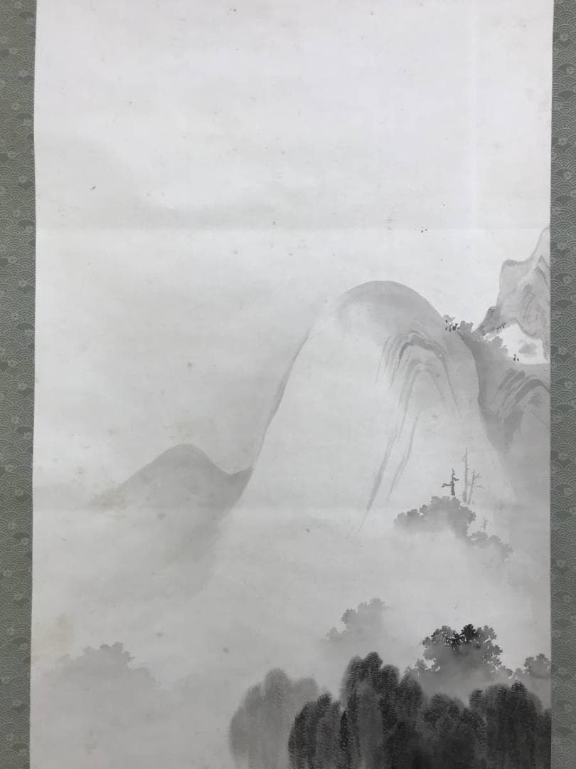 模写/橋本雅邦/山水図/藻刈図/舟漁師図/筏図/掛軸/名家伝来/AE-247