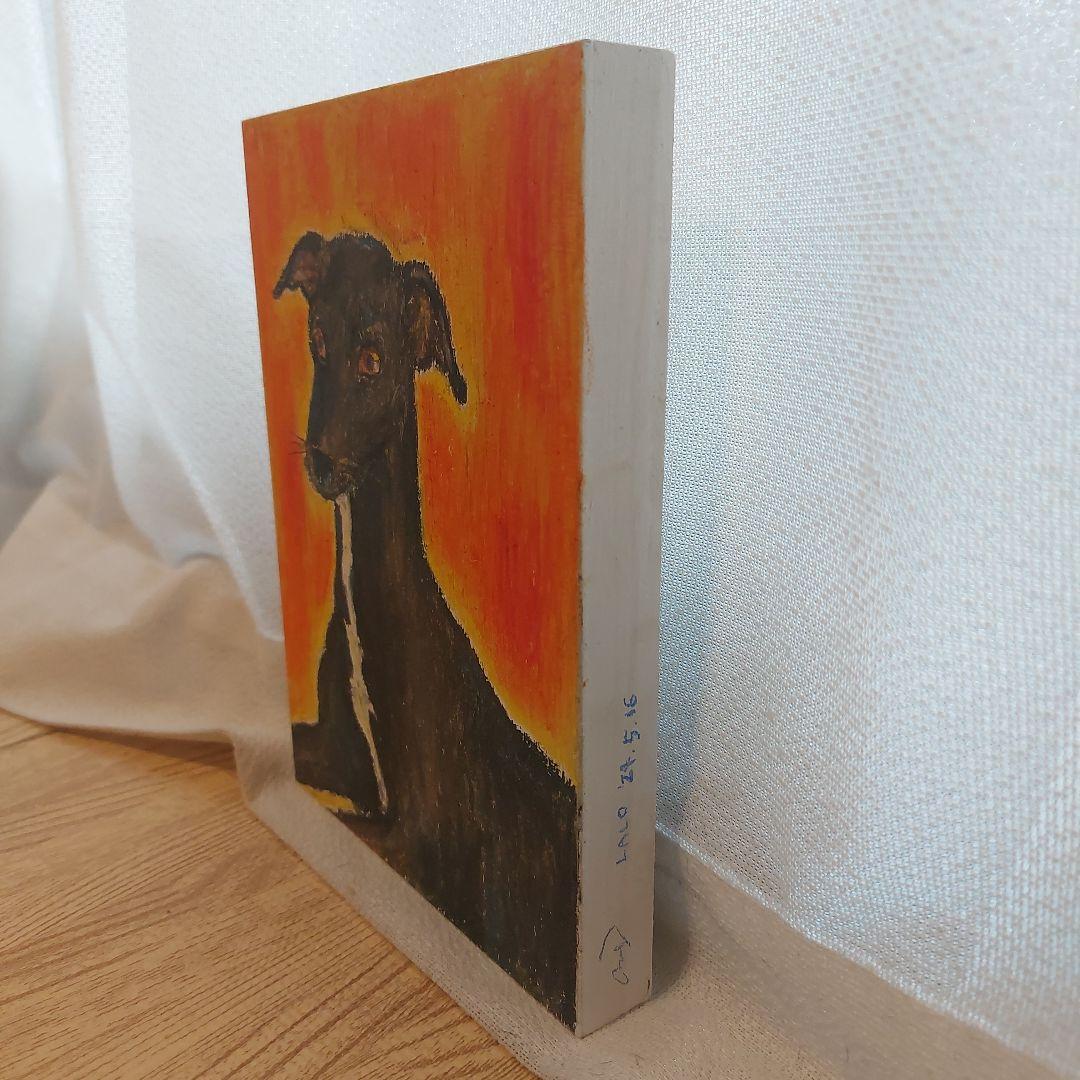 イタリアングレーハウンド クレヨン画 肖像画 犬 イタグレ 手描き インテリア