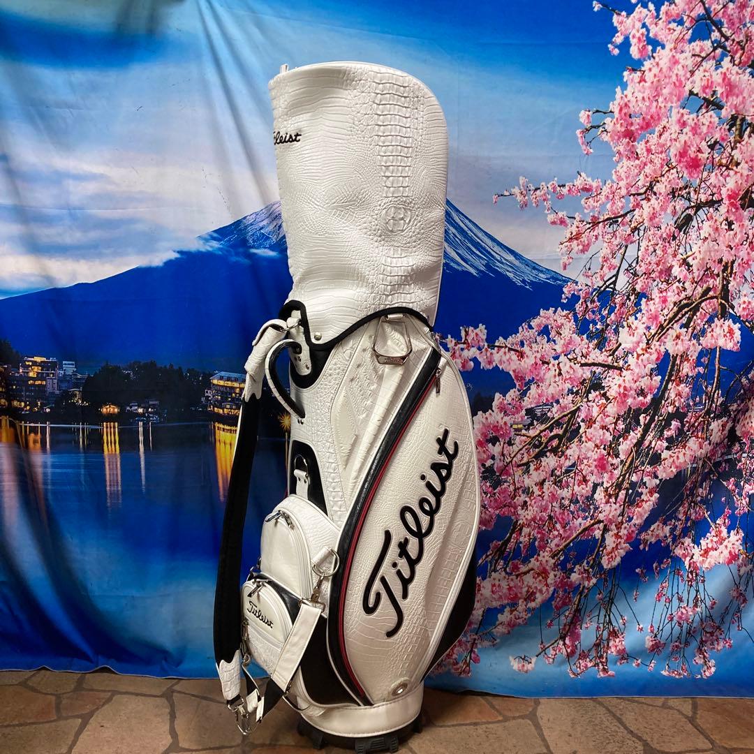 寶BU-1106 タイトリスト キャディバッグ クロコダイル型押し ホワイト