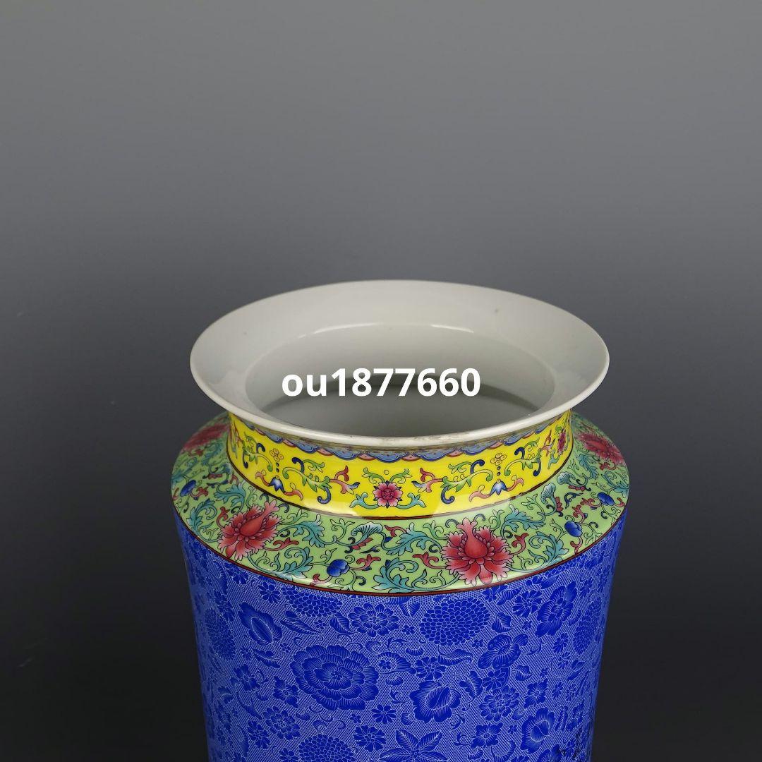 清雍正摘糸琺瑯彩富貴花鳥紋長筒瓶 景徳鎮 陶磁器 装飾品 現代工芸品美術品 置物