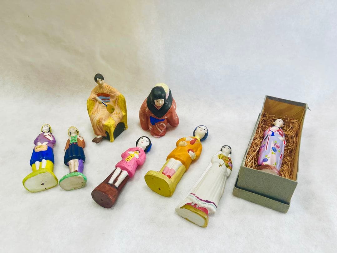 昭和初期 土人形 8体セット 郷土玩具 女性像 全長約15〜20cm 美品