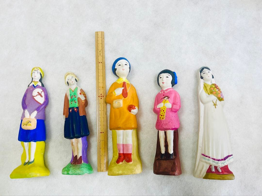 昭和初期 土人形 8体セット 郷土玩具 女性像 全長約15〜20cm 美品