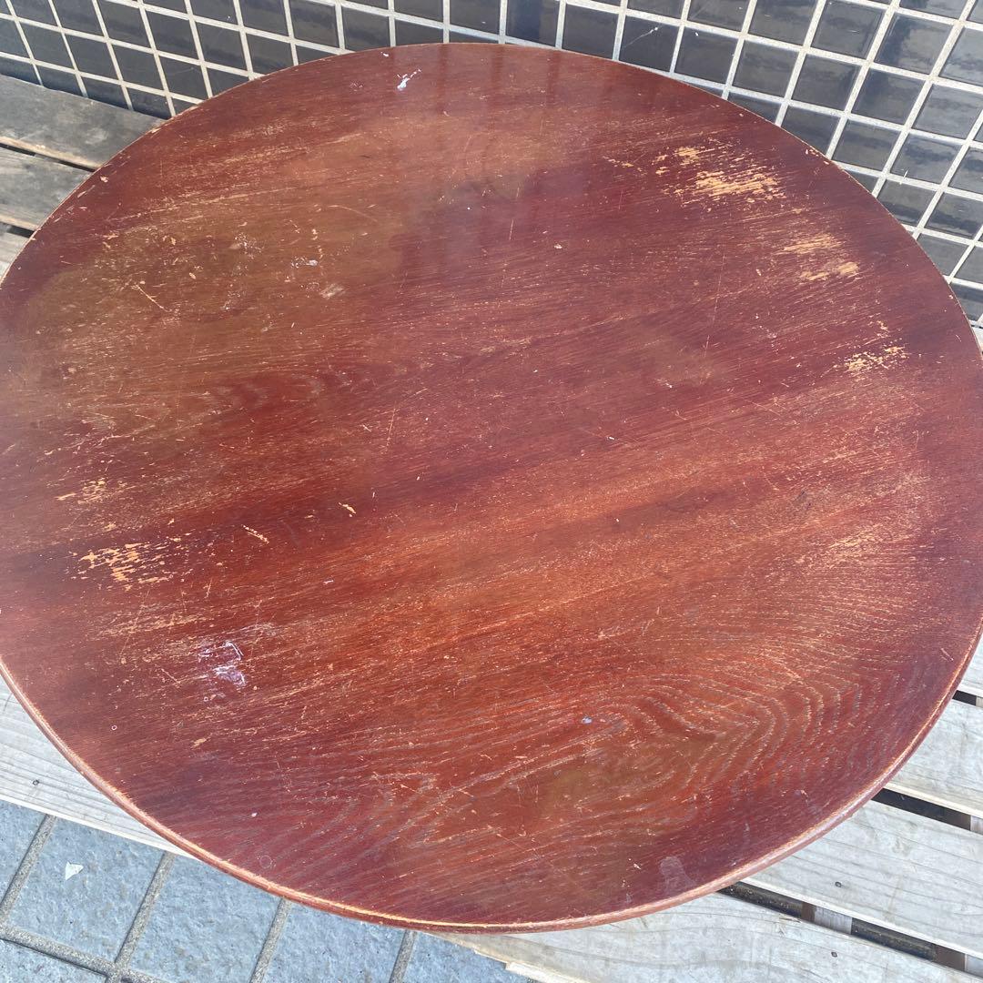 B.昭和レトロ 折りたたみ式ちゃぶ台 丸 円卓 時代物 古道具 古家具