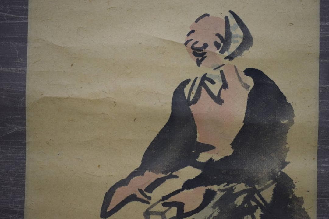 不詳/作者不詳/人物画賛/杉共箱付/布袋屋掛軸HJ-812