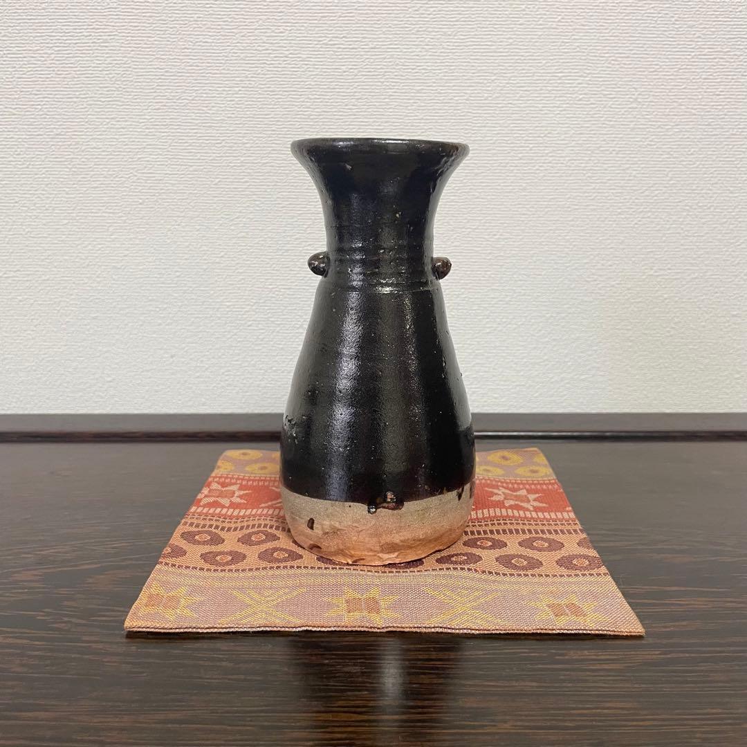 薩摩焼 元立院 黒さつま 黒釉 花生 花入 花器 花瓶