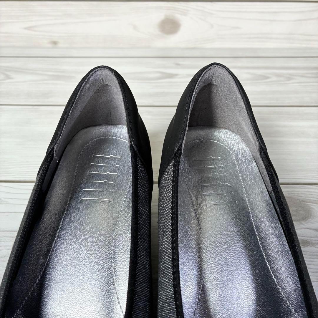 124【ほぼ新品】fitfit コンフォート 撥水 バレエパンプス 黒 24