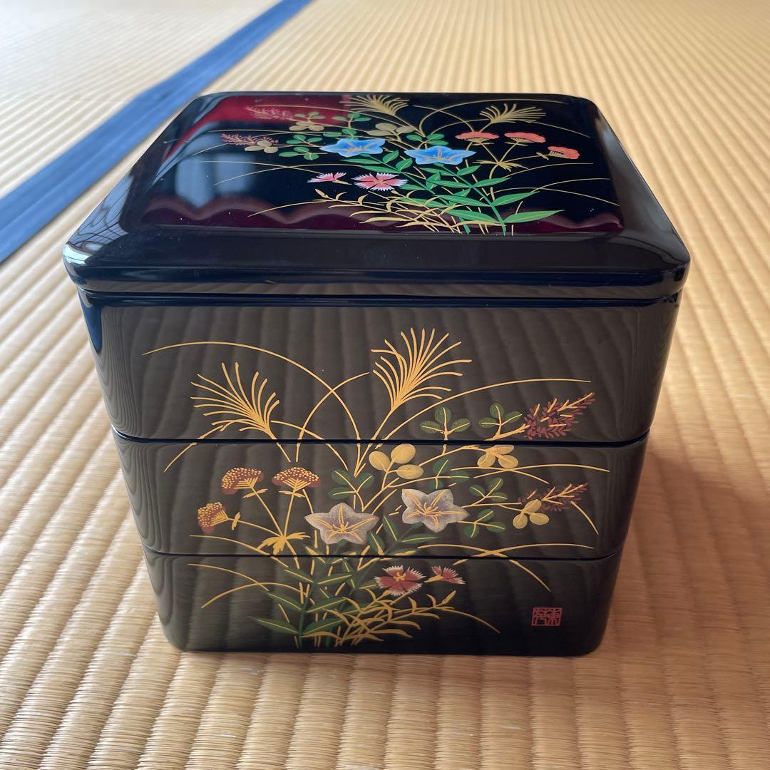 花柄漆器重箱 3段