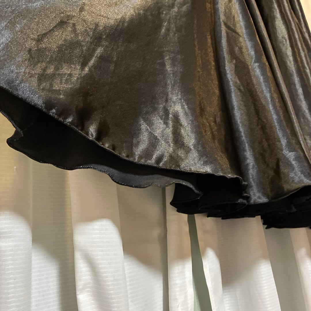 9☆定価3.3万/M/社交ダンス/黒光沢/サテン/白樺ドレス/パソドブレ