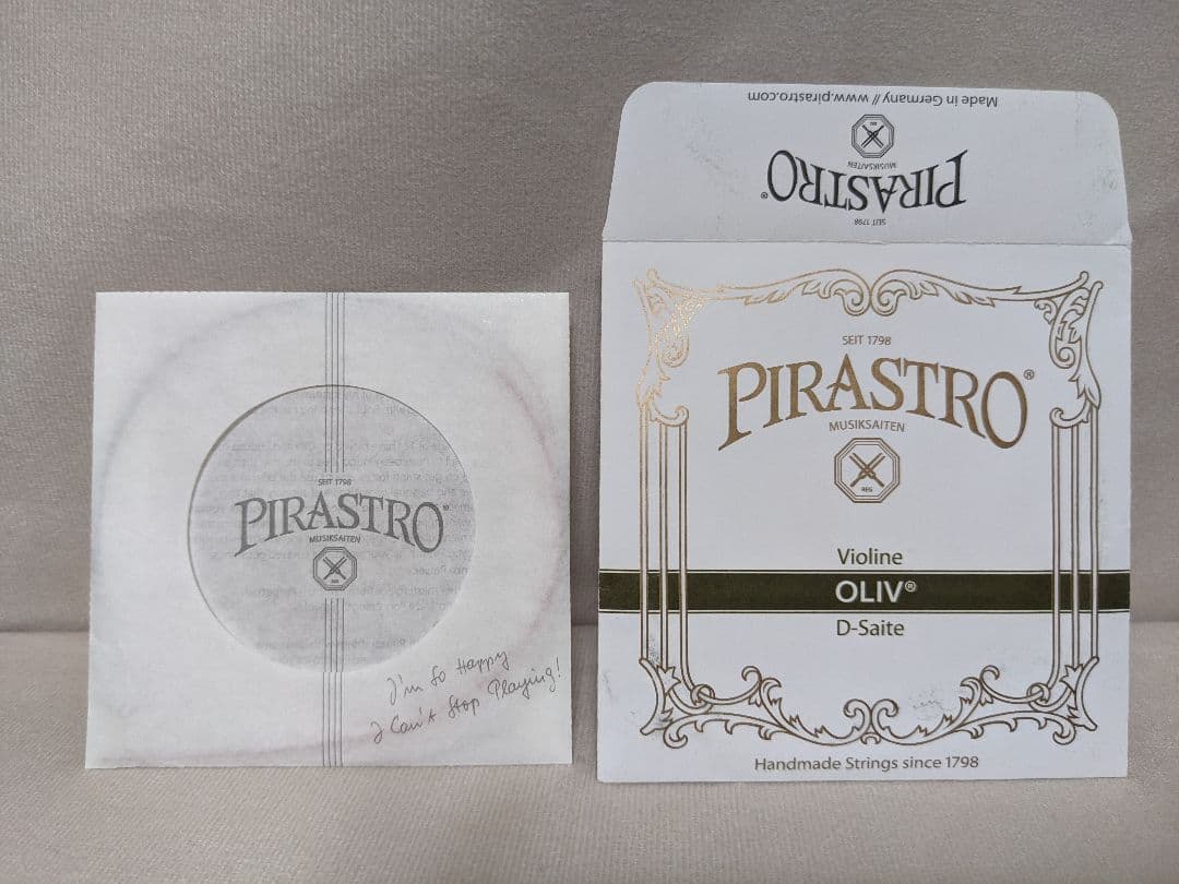 Pirastro Oliv D線 ゴールドアルミ巻／バイオリン弦（未使用）