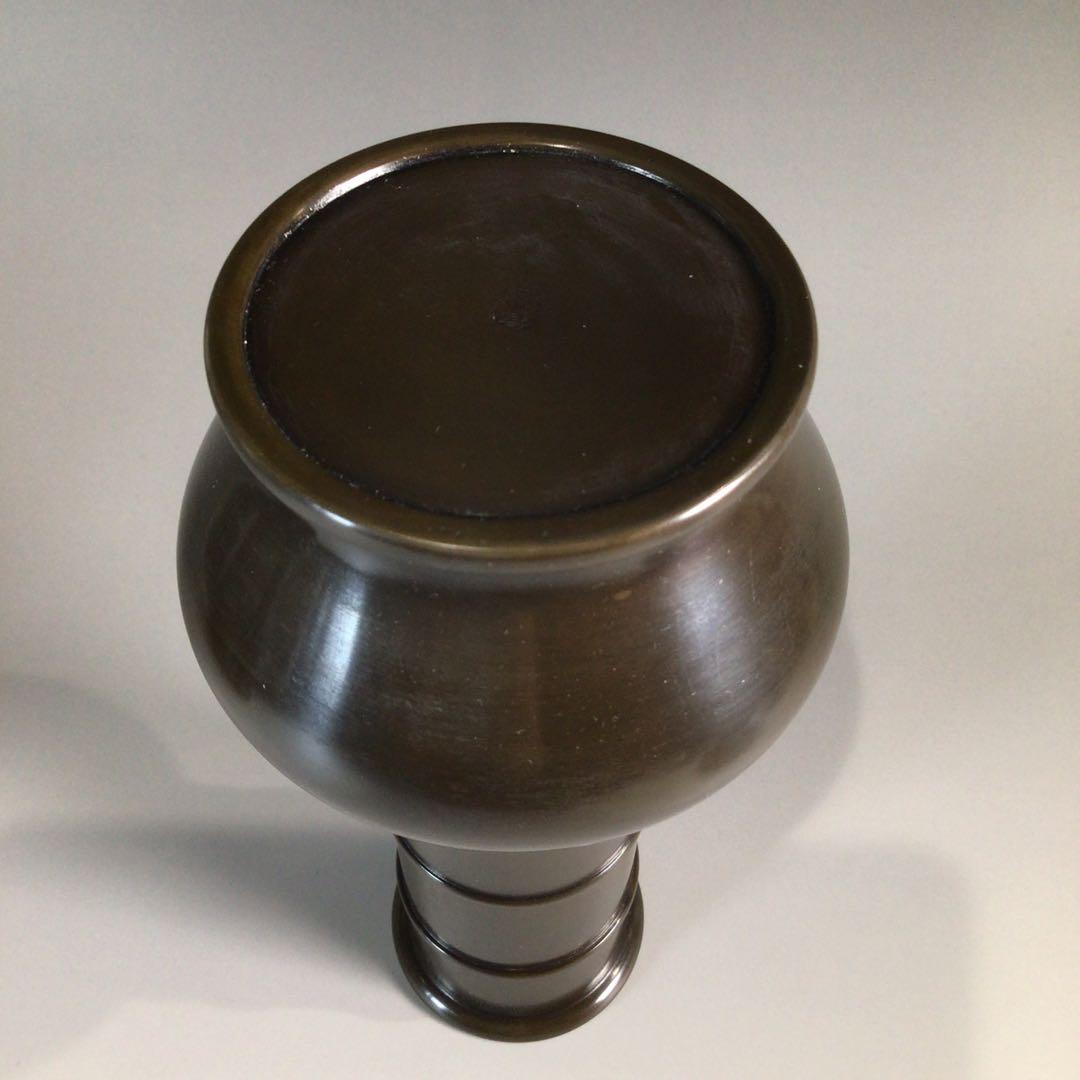 Ｐ３８１　皆具　『藤井宗喜造』『唐銅』『鬼面釻』『水指　建水　蓋置　杓立』　共箱