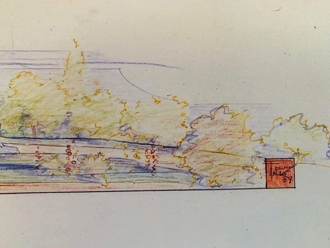 フランク・ロイド・ライト ポスター額装　教会設計図