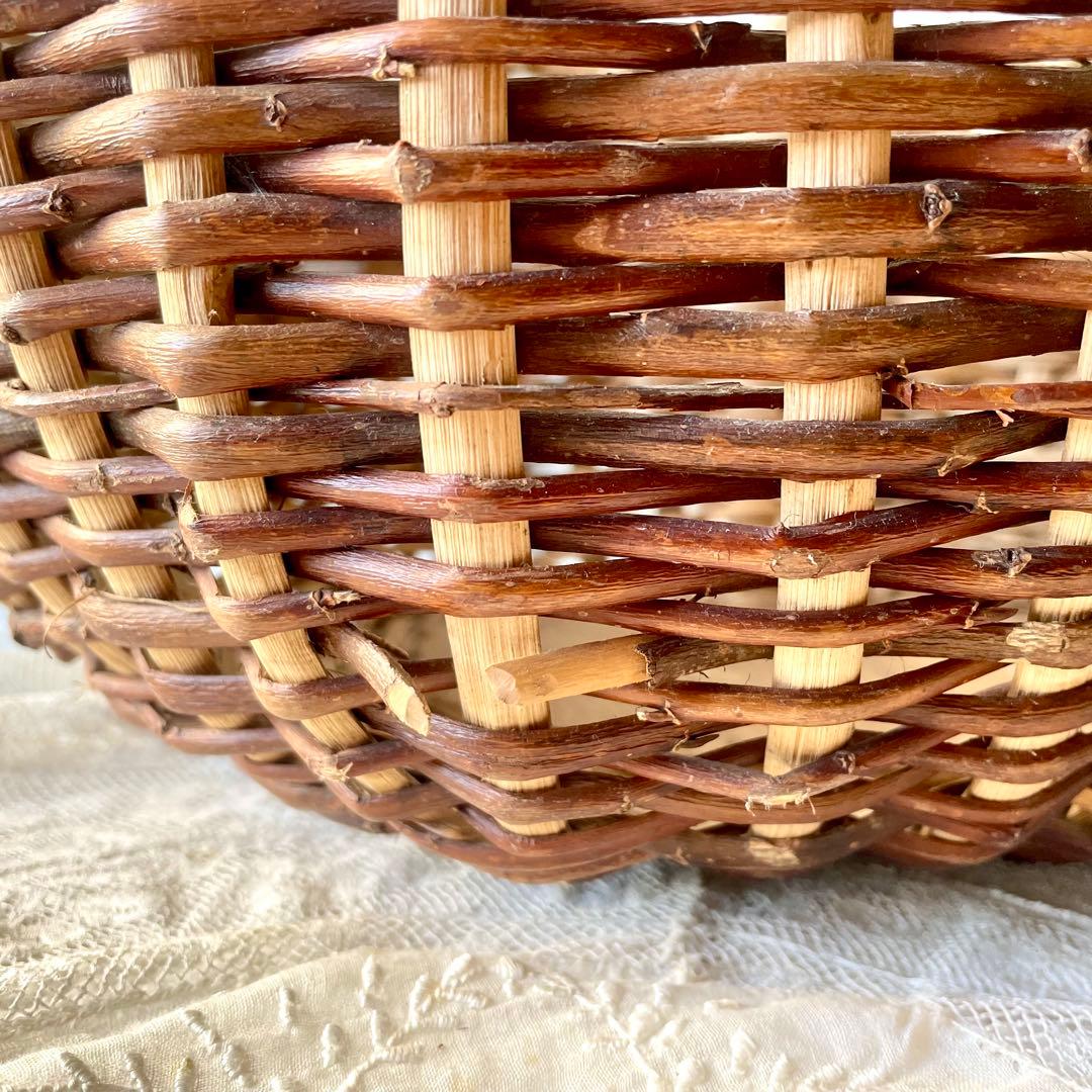 アンティークパニエ　ハンドル付き籠　フランスアンティーク　かごカゴ　赤ずきん