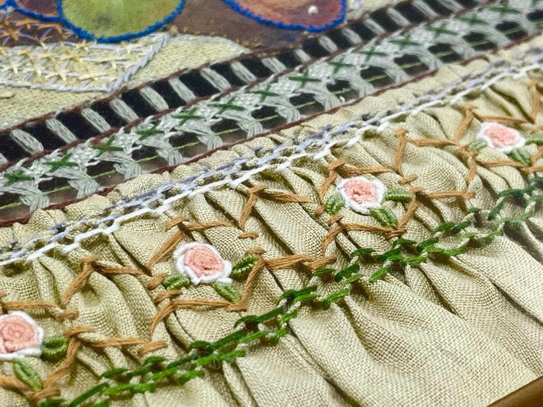 「刺繍静物」画家真筆・額装・額付絵画・静物画・逸品