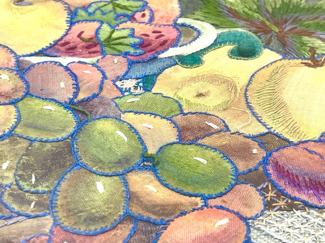 「刺繍静物」画家真筆・額装・額付絵画・静物画・逸品