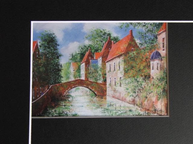 井藤雅博、ブルージュの運河、希少な画集より、新品高級額・額装付