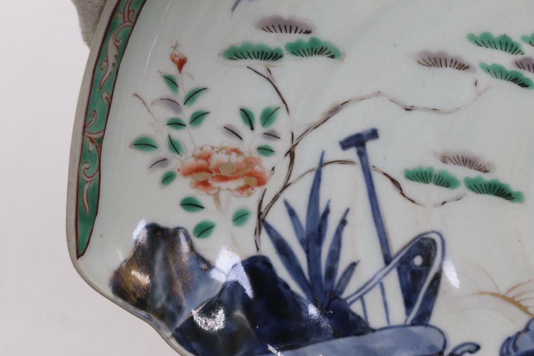 江戸　伊万里色絵　あわび型盛皿　大明年製銘　アンティーク　送料込み251010