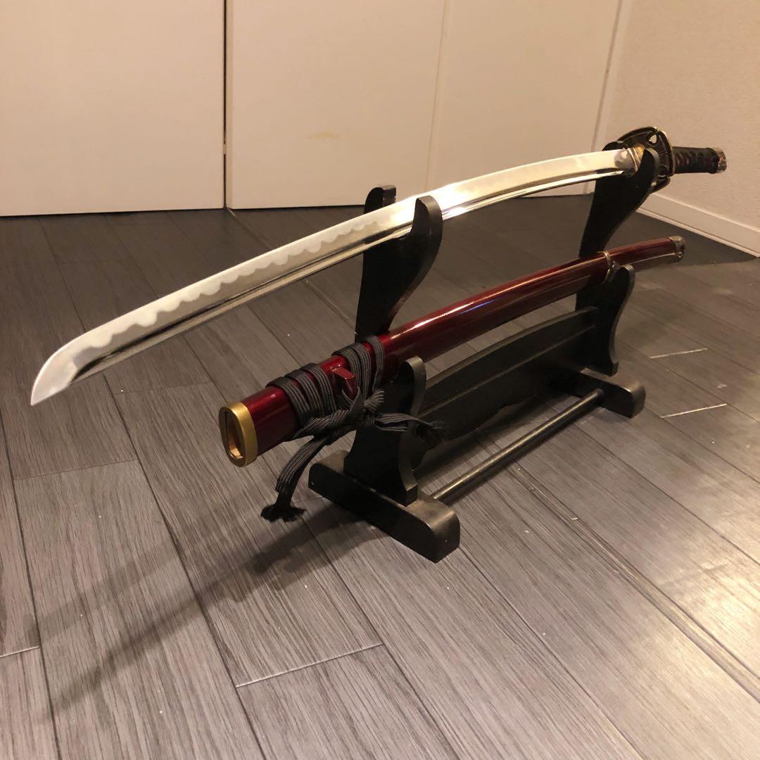 高級模造刀　居合刀　樋入刀身　朱拵え　合金刀身