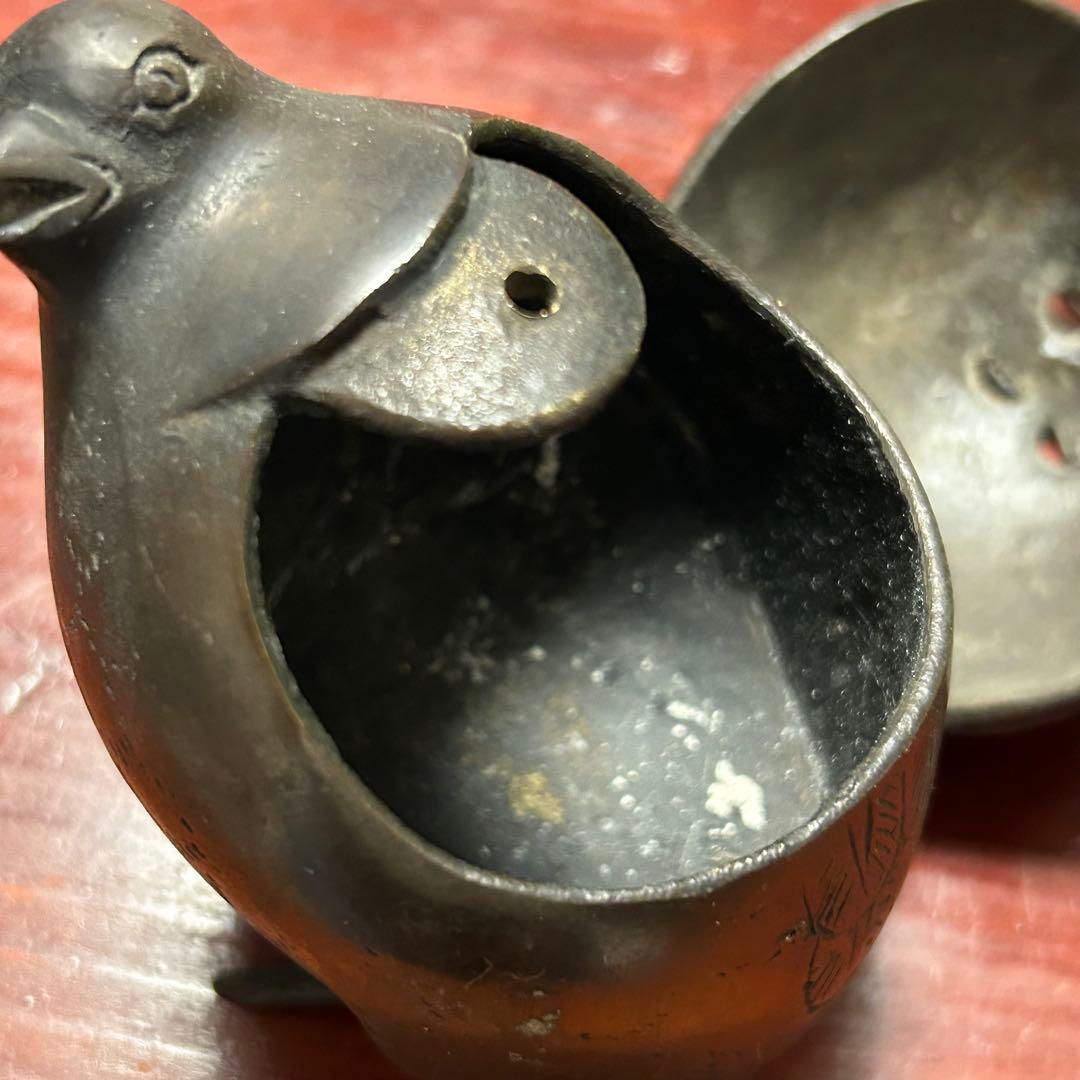 鶉の香炉　アンティーク　骨董