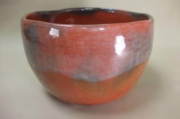 柿高台 「福井楽印」赤楽茶碗 茶道具 抹茶茶碗 京焼 清水焼 共箱